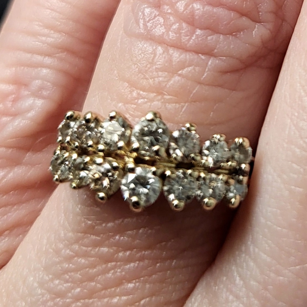14k Yellow & White Gold Round Diamond Anniversary Band - Picture 10 of 16